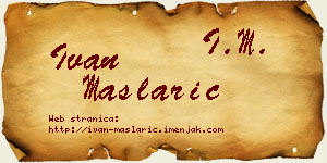 Ivan Maslarić vizit kartica